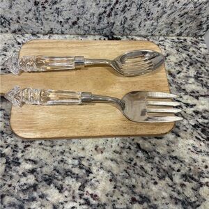 Shannon Crystal By Godinger Versailles Serving Spoon & Fork-